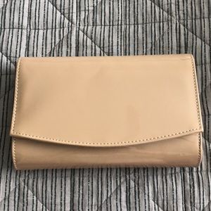Beige Patent Leather Clutch/Crossbody